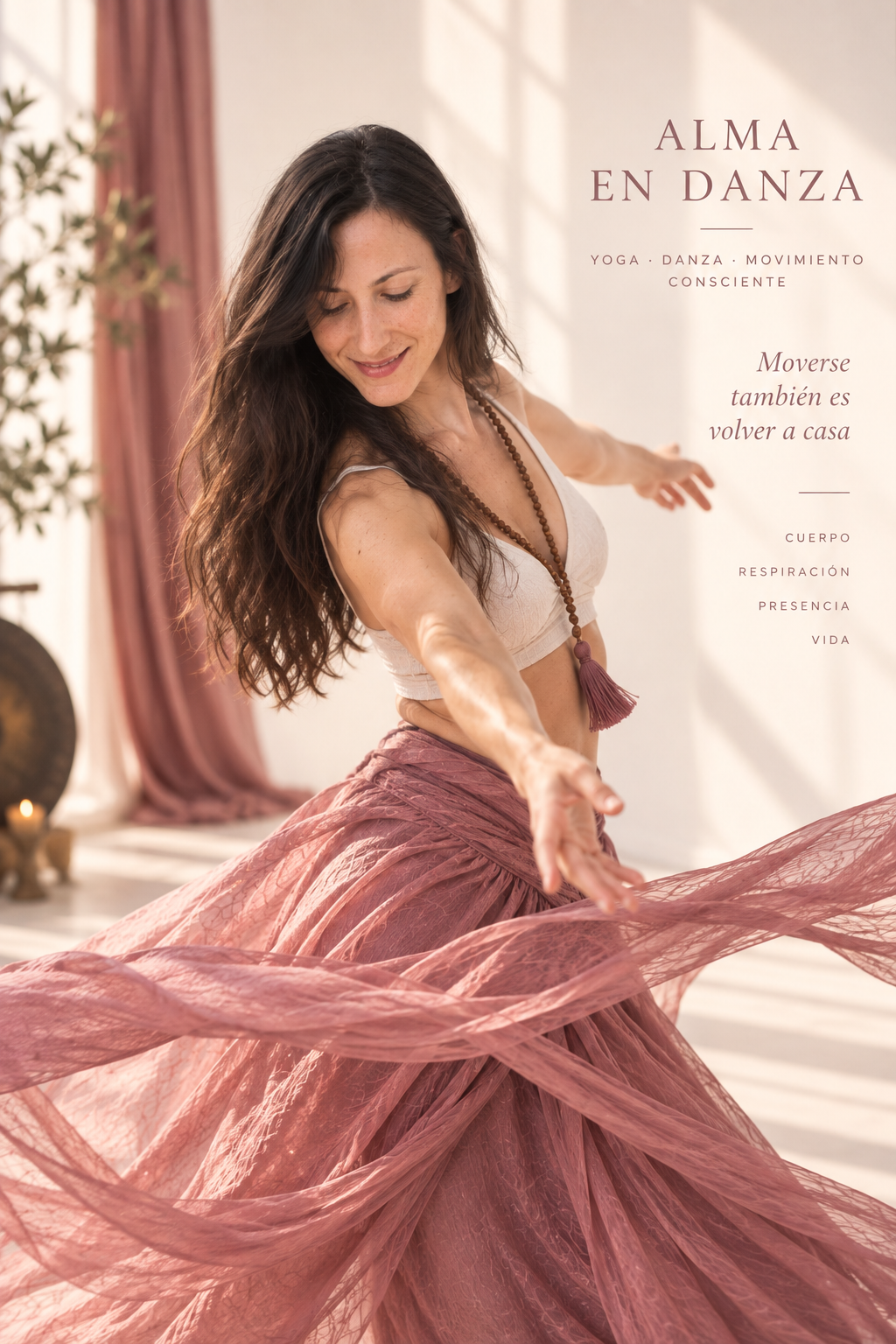 Valvanera Berenguer danzando con gasa rosa en un interior luminoso